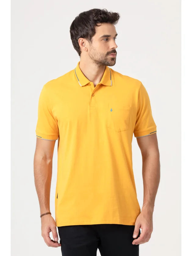 POLO MASCULINA REGULAR DE ALGODÃO DLZ AMAREO MARROCOS